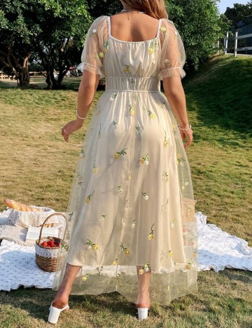 Rochie maxi Shein Curve+, crem
