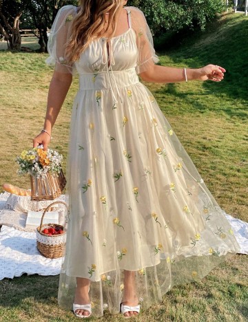 Rochie maxi Shein Curve+, crem