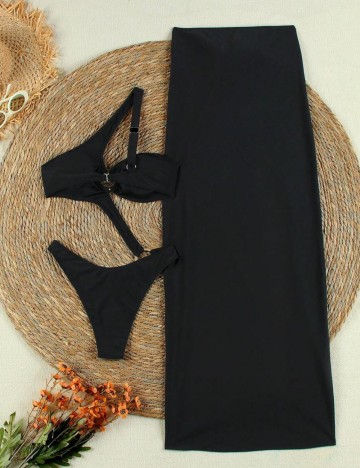 Set costum de baie și fustă Shein, negru