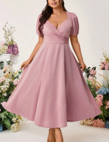Rochie maxi Shein Curve+, roz