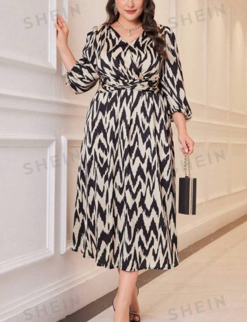Rochie midi Shein Curve+, mix culori