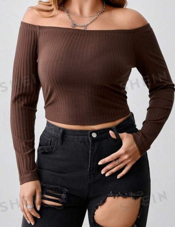 Bluză Shein Curve+, maro