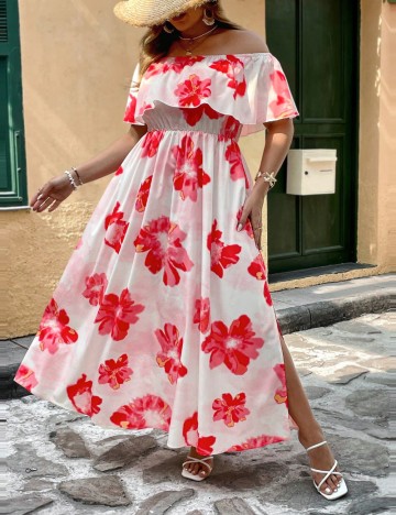 Rochie maxi Shein Curve+, mix culori