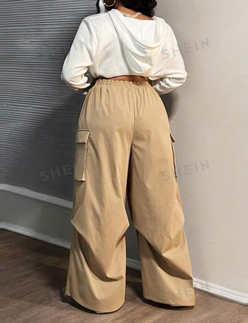 Pantaloni Shein Curve+, bej