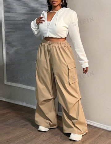 Pantaloni Shein Curve+, bej