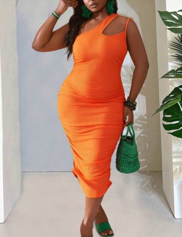 Rochie midi Shein Curve+, portocaliu