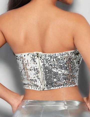 Top Shein, argintiu
