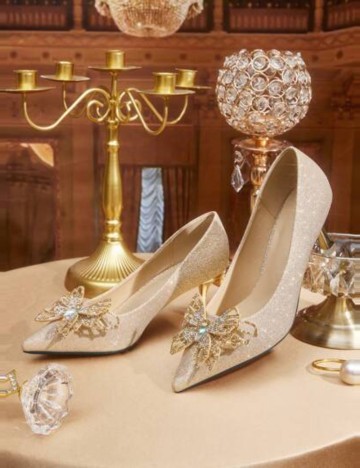Pantofi cu toc Shein, auriu