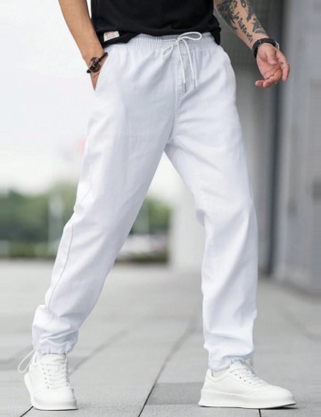 Pantaloni MANFINITY by Shein, alb