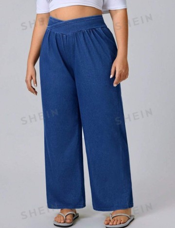 Pantaloni Shein Curve+, albastru