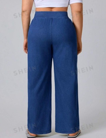 Pantaloni Shein Curve+, albastru