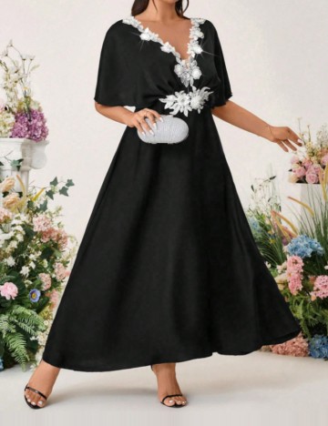 Rochie maxi Shein Curve+, negru