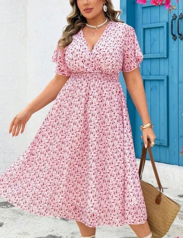 Rochie maxi Shein Curve+, roz