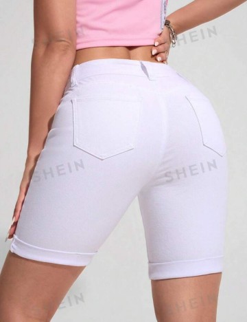 Pantaloni scurți de blugi Shein, alb