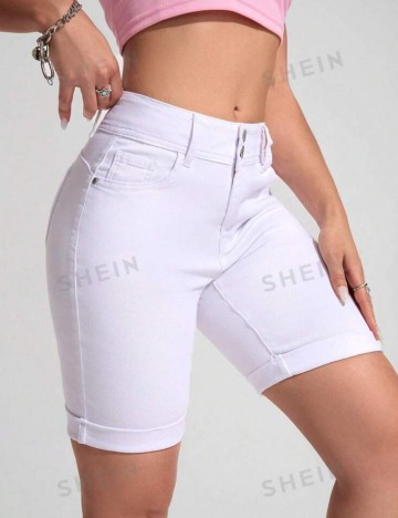 Pantaloni scurți de blugi Shein, alb