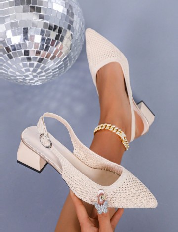 Pantofi cu toc Shein, crem