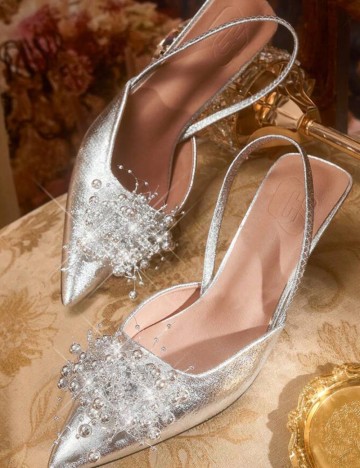 Pantofi cu toc CUCCOO by SHEIN, gri