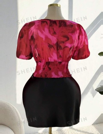 Cămașă cu mânecă scurtă Shein Curve+, mix culori