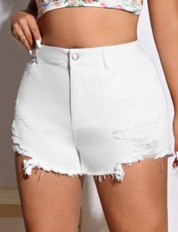 Pantaloni scurți Shein Curve+, alb