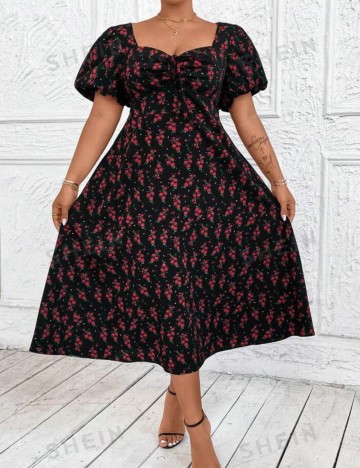 Rochie midi Shein Curve+, negru