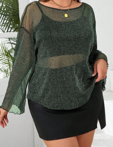 Bluză Shein Curve+, verde