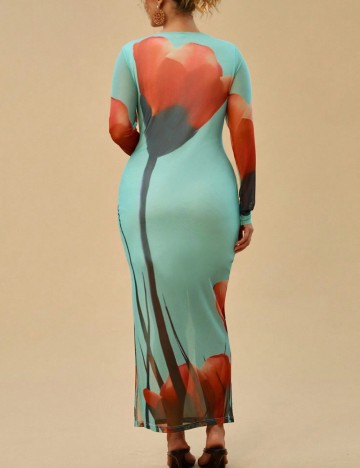 Rochie maxi Shein Curve+, turcoaz