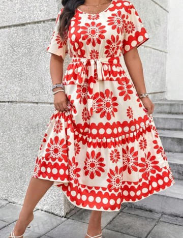 Rochie midi Shein Curve+, mix culori