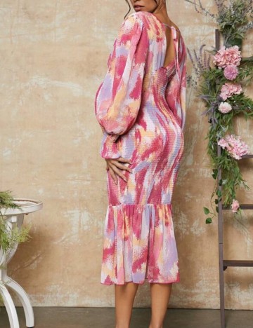 Rochie midi Shein Curve+, mix culori