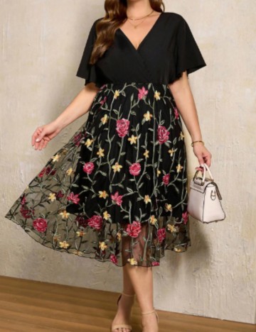 Rochie midi Shein Curve+, mix culori