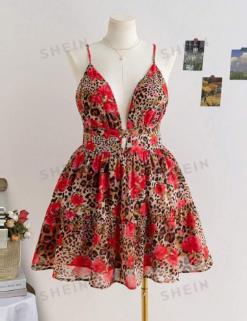 Rochie mini Shein Curve+, mix culori