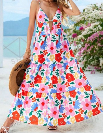 Rochie maxi Shein, mix culori