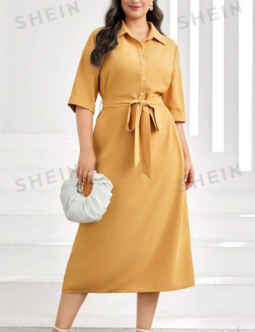 Rochie midi Shein Curve+, galben