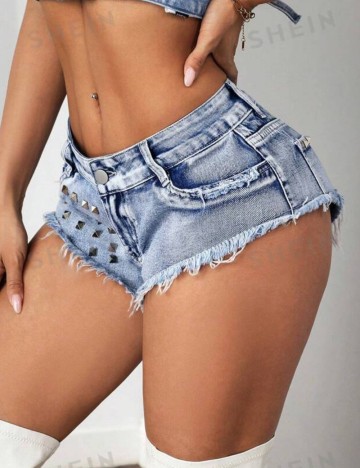 Pantaloni scurți de blugi Shein, albastru
