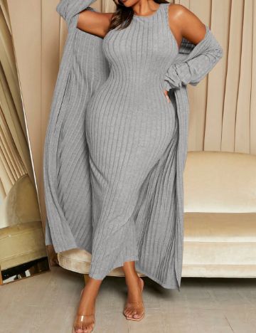 Set Rochie și Cardigan Shein Curve+, gri