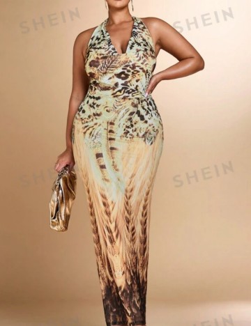 Rochie maxi Shein Curve+, mix culori