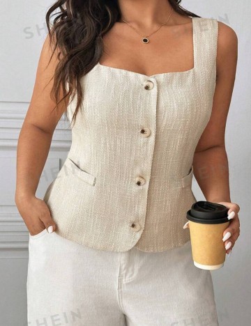 Vestă Shein Curve+, crem