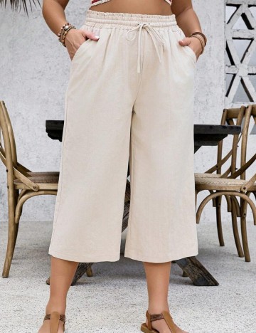 Pantaloni 3/4 Shein Curve+, bej