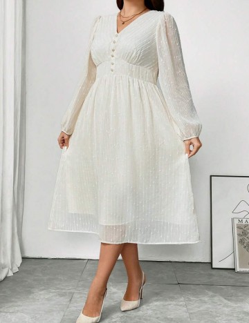Rochie midi Shein Curve+, crem