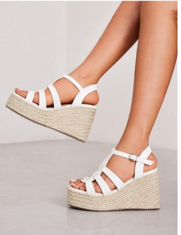 Sandale cu platformă CUCCOO by SHEIN, alb
