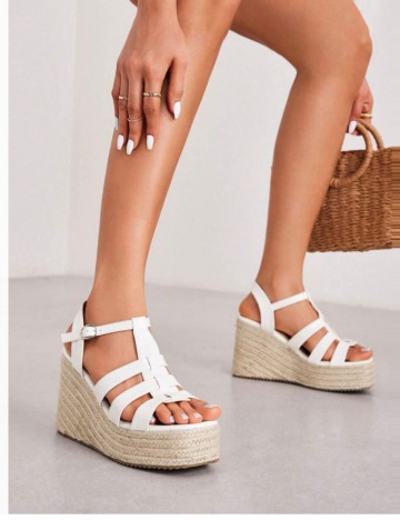 Sandale cu platformă CUCCOO by SHEIN, alb