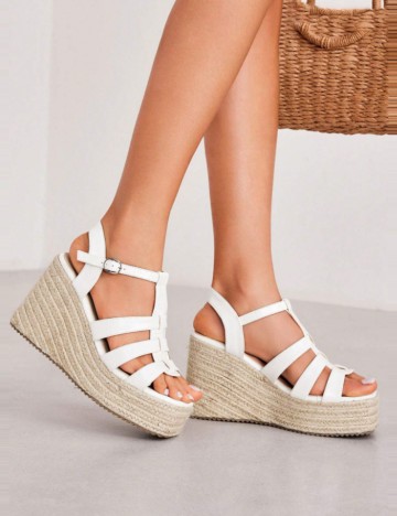 Sandale cu platformă CUCCOO by SHEIN, alb