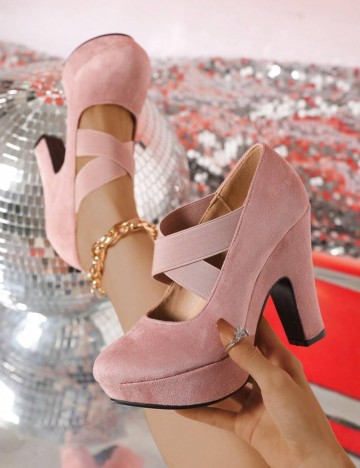 Pantofi cu toc Shein, roz