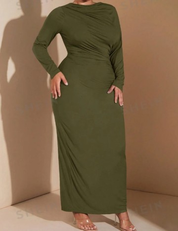 Rochie maxi Shein Curve+, kaki