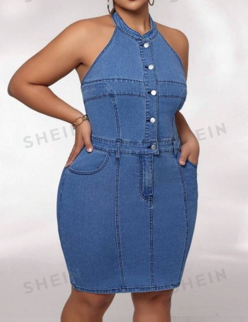 Rochie de blugi Shein Curve+, albastru