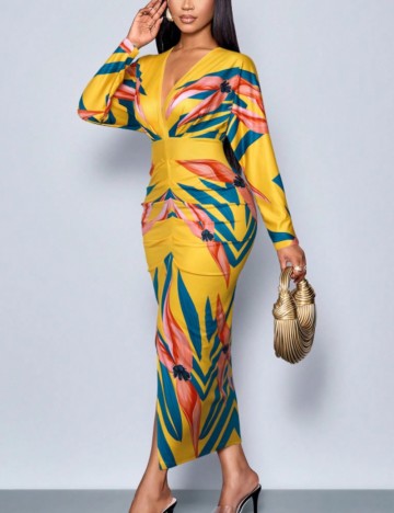 Rochie midi Shein Curve+, mix culori
