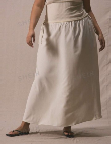 Fustă midi Shein Curve+, crem