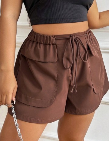 Pantaloni scurți Shein Curve+, maro