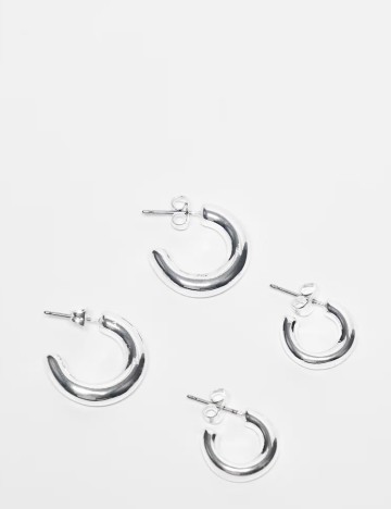 Set cercei Pieces, argintiu