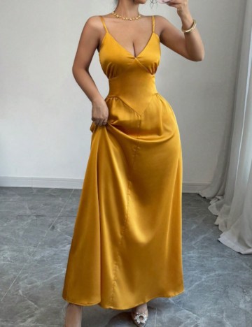 Rochie maxi Shein, galben mustar