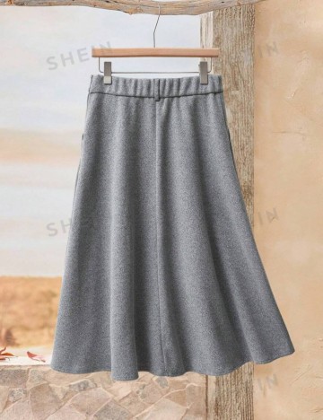 Fustă midi Shein Emery Rose, gri